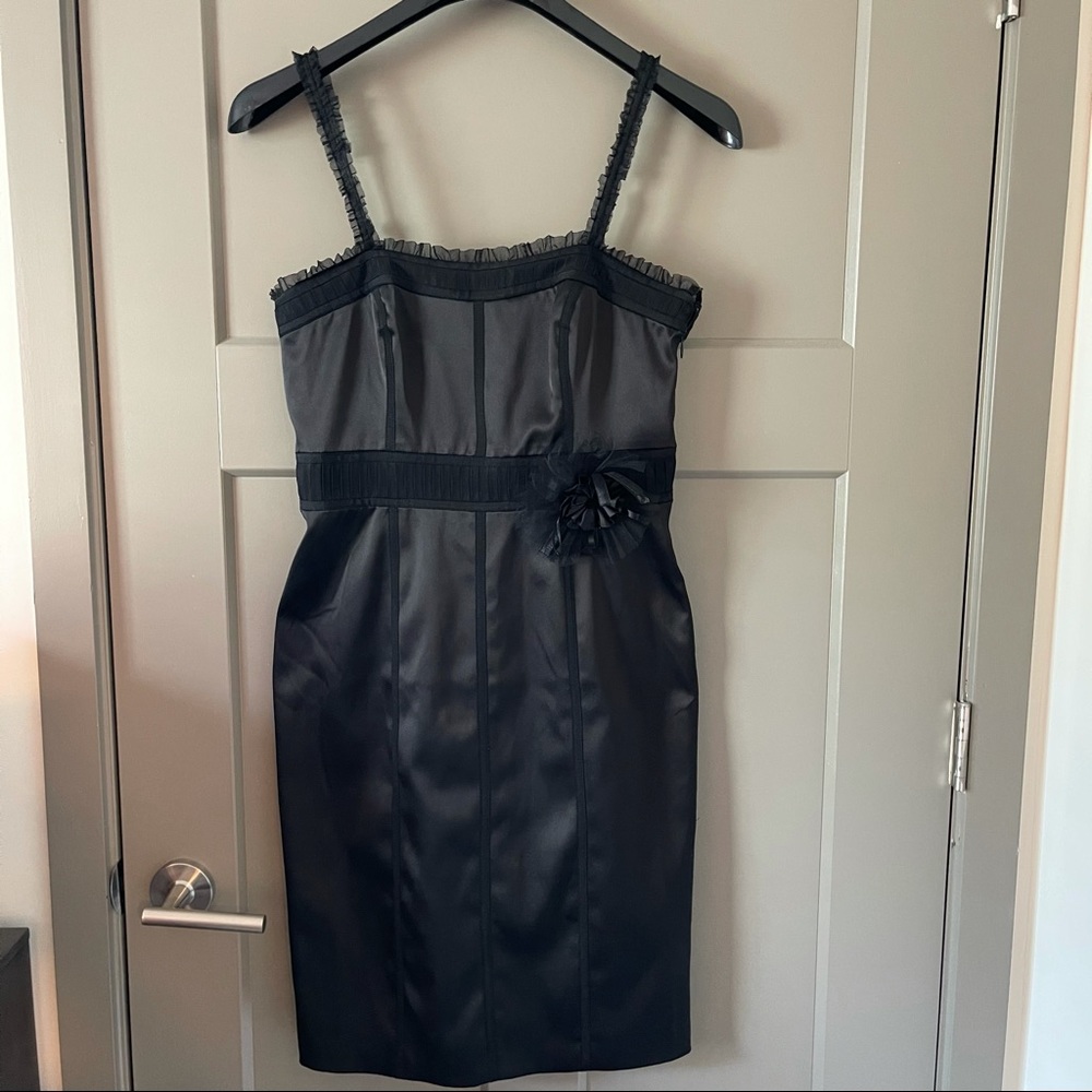 WHBM Black Corset-like Silk Pencil Dress Size 6